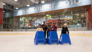 Ice skating with skate helper at Hillcrest Arena in Vancouver, BC