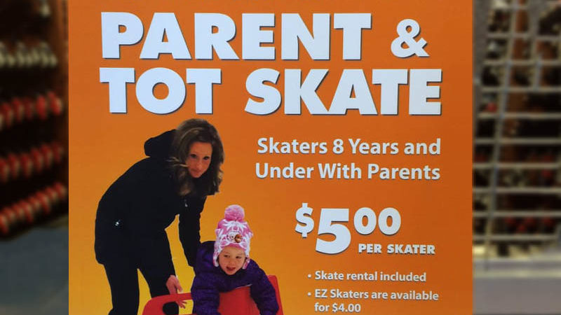 Parent and Tot Skate with $5 Skate Helper Rental